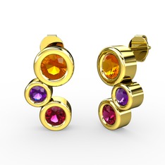 Vinda Küpe - Rodolit garnet, sitrin ve ametist 14 ayar altın küpe #hducwz