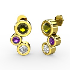 Vinda Küpe - Swarovski, peridot ve ametist 925 ayar altın kaplama gümüş küpe #kfw7vp