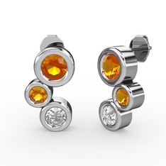 Vinda Küpe - Beyaz zirkon ve sitrin 925 ayar gümüş küpe #l6ha0a