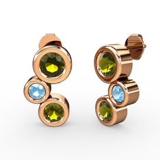 Peridot ve akuamarin 14 ayar rose altın küpe