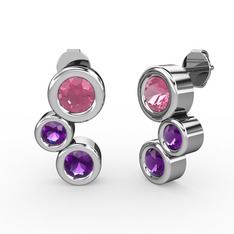 Vinda Küpe - Ametist ve pembe kuvars 925 ayar gümüş küpe #nna5sp