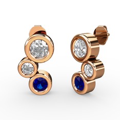 Vinda Küpe - Lab safir, swarovski ve pırlanta 18 ayar rose altın küpe (0.48 karat) #nsckpx