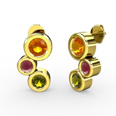 Vinda Küpe - Peridot, sitrin ve kök yakut 925 ayar altın kaplama gümüş küpe #nvg8xb