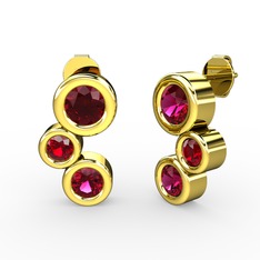 Rodolit garnet ve garnet 8 ayar altın küpe