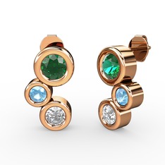 Vinda Küpe - Swarovski, yeşil kuvars ve akuamarin 14 ayar rose altın küpe #pehq4i