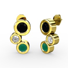 Vinda Küpe - Kök zümrüt, siyah zirkon ve beyaz zirkon 925 ayar altın kaplama gümüş küpe #ptl8pn