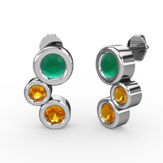 Vinda Küpe - Sitrin ve kök zümrüt 925 ayar gümüş küpe #qae5yi