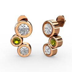 Vinda Küpe - Swarovski, pırlanta ve peridot 14 ayar rose altın küpe (1.84 karat) #qd06cg