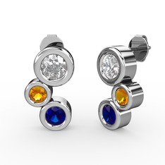 Vinda Küpe - Lab safir, swarovski ve sitrin 8 ayar beyaz altın küpe #qm44oi