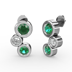 Vinda Küpe - Yeşil kuvars ve swarovski 14 ayar beyaz altın küpe #qpe8a