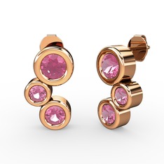 Vinda Küpe - Pembe kuvars 14 ayar rose altın küpe #qspibd