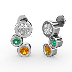 Vinda Küpe - Sitrin, swarovski ve yeşil kuvars 925 ayar gümüş küpe #qz6w7u