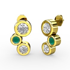 Vinda Küpe - Swarovski, pırlanta ve kök zümrüt 14 ayar altın küpe (1.84 karat) #saznxr