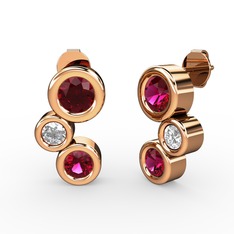 Vinda Küpe - Rodolit garnet ve pırlanta 8 ayar rose altın küpe (0.48 karat) #t3pcb8