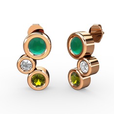 Vinda Küpe - Peridot, kök zümrüt ve swarovski 14 ayar rose altın küpe #t84h7s