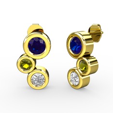 Vinda Küpe - Swarovski, lab safir ve peridot 8 ayar altın küpe #tcxx4l