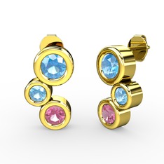 Vinda Küpe - Pembe kuvars ve akuamarin 18 ayar altın küpe #ugtfi1