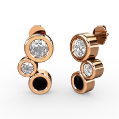 Siyah zirkon, pırlanta ve beyaz zirkon 18 ayar rose altın küpe (1.84 karat)