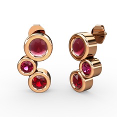 Vinda Küpe - Garnet, kök yakut ve rodolit garnet 925 ayar rose altın kaplama gümüş küpe #uvn77h