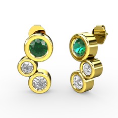 Vinda Küpe - Pırlanta, yeşil kuvars ve swarovski 8 ayar altın küpe (1 karat) #vddvrq