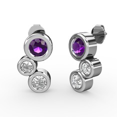 Swarovski, ametist ve pırlanta 18 ayar beyaz altın küpe (0.48 karat)