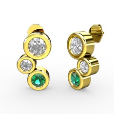 Vinda Küpe - Yeşil kuvars ve pırlanta 18 ayar altın küpe (2.32 karat) #waec05