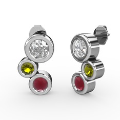 Vinda Küpe - Kök yakut, swarovski ve peridot 18 ayar beyaz altın küpe #wo1cz