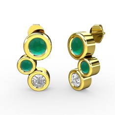Vinda Küpe - Pırlanta ve kök zümrüt 14 ayar altın küpe (1 karat) #wwf987