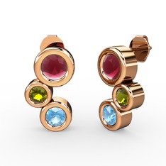 Vinda Küpe - Akuamarin, kök yakut ve peridot 8 ayar rose altın küpe #wxzlf8