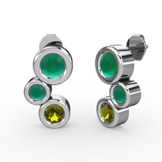 Vinda Küpe - Peridot ve kök zümrüt 8 ayar beyaz altın küpe #xhmma