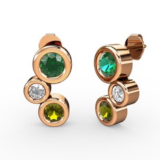 Vinda Küpe - Peridot, yeşil kuvars ve swarovski 14 ayar rose altın küpe #xypgke