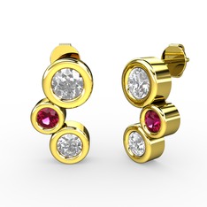 Vinda Küpe - Swarovski ve rodolit garnet 925 ayar altın kaplama gümüş küpe #y5uxue