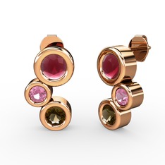 Vinda Küpe - Dumanlı kuvars, kök yakut ve pembe kuvars 8 ayar rose altın küpe #z8m5td