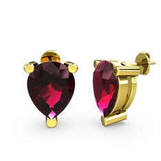 Rodolit garnet 925 ayar altın kaplama gümüş küpe