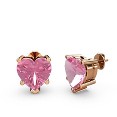 Pembe kuvars 8 ayar rose altın küpe