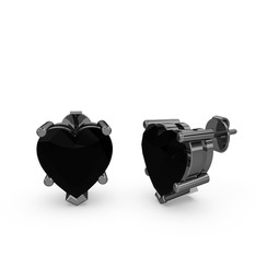 Ena Kalp Küpe - Siyah zirkon 925 ayar siyah rodyum kaplama gümüş küpe #1te36wx