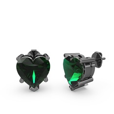 Ena Kalp Küpe - Yeşil kuvars 925 ayar siyah rodyum kaplama gümüş küpe #2zh2ss