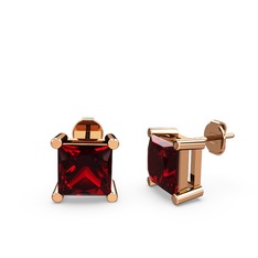 Garnet 14 ayar rose altın küpe