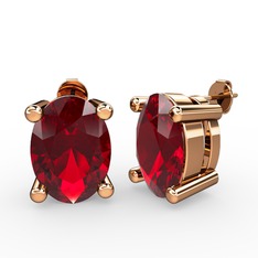 Garnet 18 ayar rose altın küpe