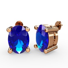 Oval Küpe - Lab safir 925 ayar rose altın kaplama gümüş küpe #g58n80