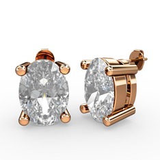 Oval Küpe - Beyaz zirkon 925 ayar rose altın kaplama gümüş küpe #h0y9hl