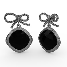 Lia Küpe - Siyah zirkon 925 ayar siyah rodyum kaplama gümüş küpe #1ewgjo4