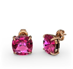 Rodolit garnet 8 ayar rose altın küpe