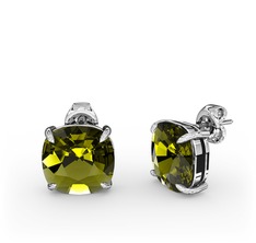 Peridot 18 ayar beyaz altın küpe