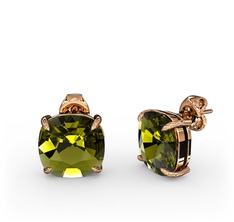 Peridot 925 ayar rose altın kaplama gümüş küpe