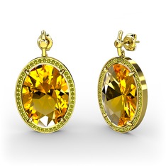 Nada Küpe - Sitrin ve peridot 925 ayar altın kaplama gümüş küpe #12miym1