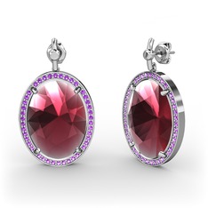 Nada Küpe - Kök yakut ve ametist 14 ayar beyaz altın küpe #14ytv3