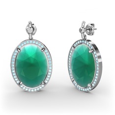 Nada Küpe - Kök zümrüt ve akuamarin 18 ayar beyaz altın küpe #17aschi