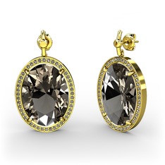 Nada Küpe - Dumanlı kuvars 8 ayar altın küpe #17dg8mq