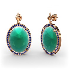 Nada Küpe - Kök zümrüt ve lab safir 18 ayar rose altın küpe #17j1mq6